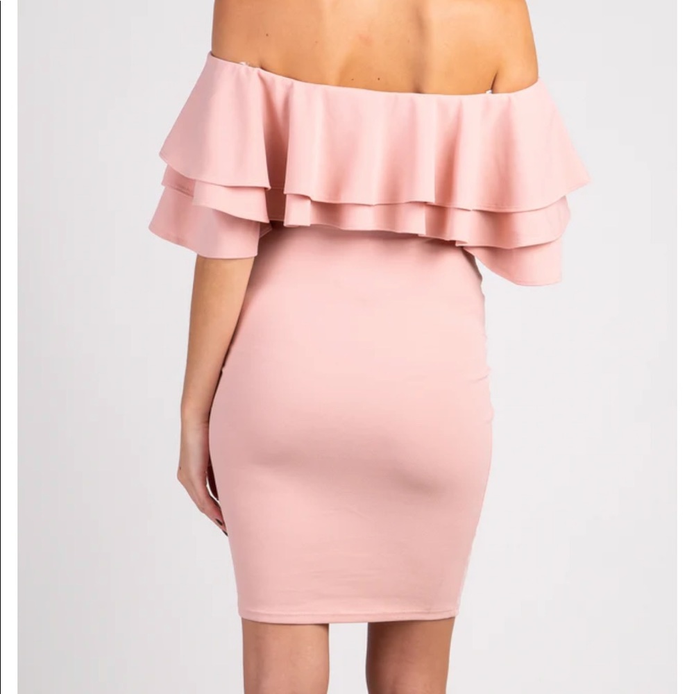 Pinkblush Dusty Pink One-Shoulder Ruffle Maternity Dress - Picture 3 of 4